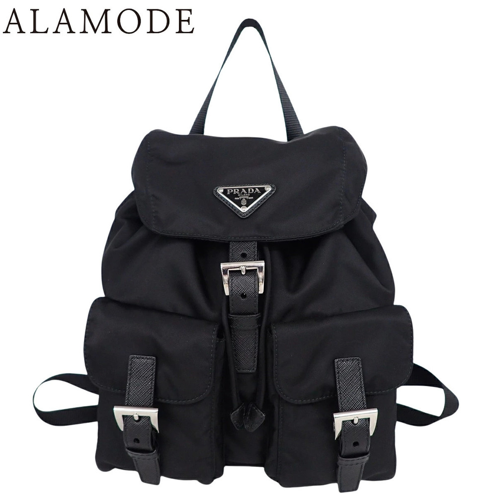 Prada Re Backpack Triangle Saffiano Leather Nero Black